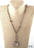 Boho Necklace, RH Antique Brass Silver Stone Glass